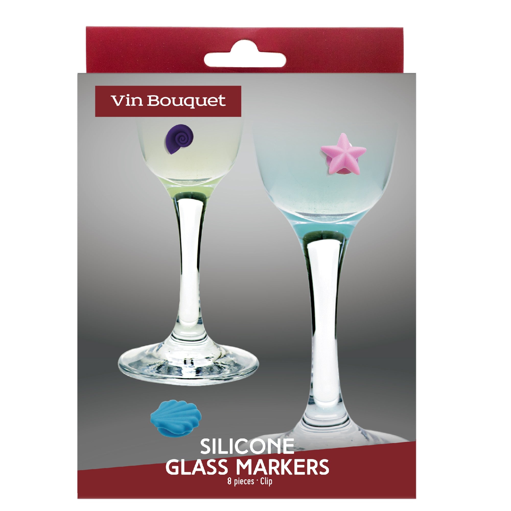 Set of 8 assorted silicone glass markers
