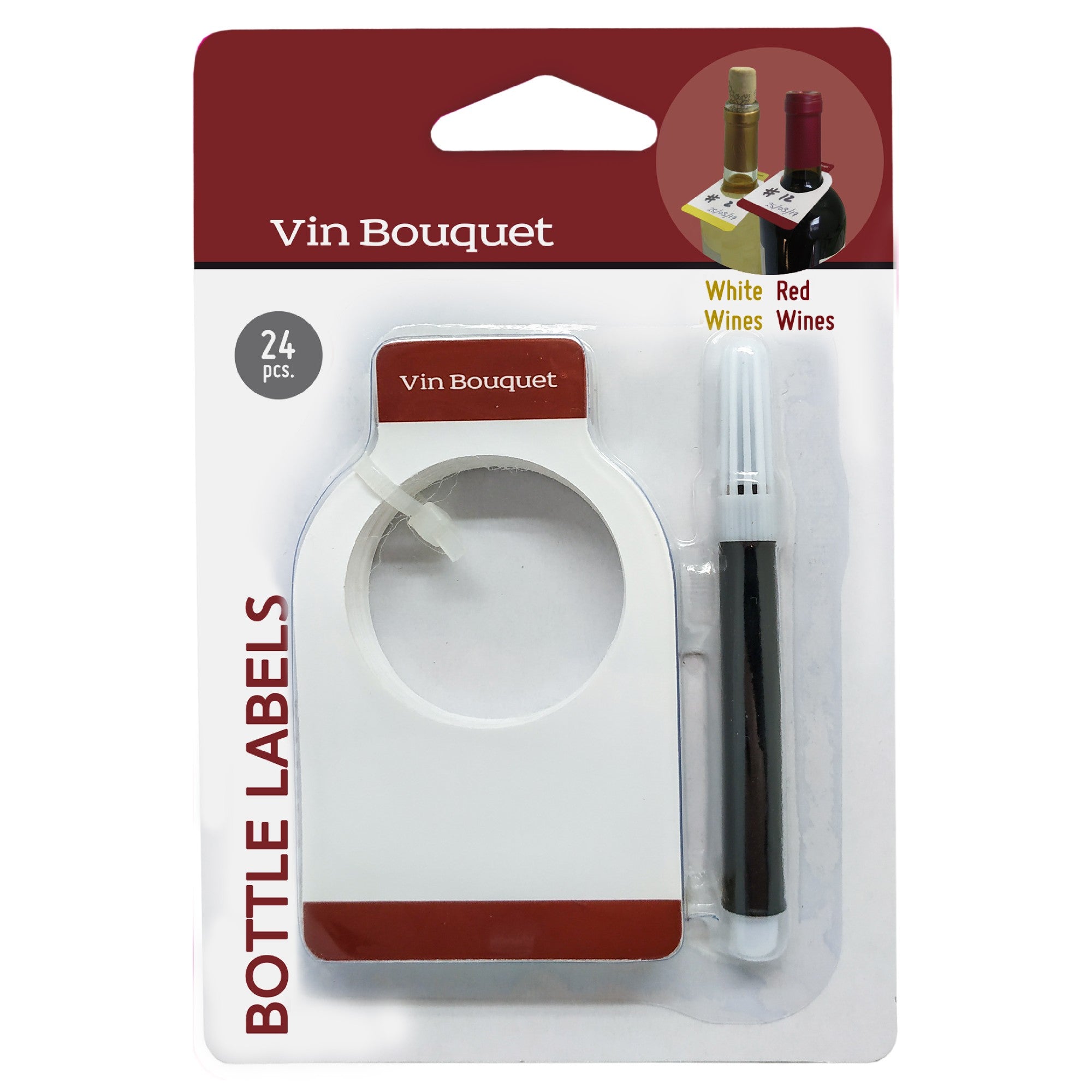 Set of 24 Bottle Labels with Marker