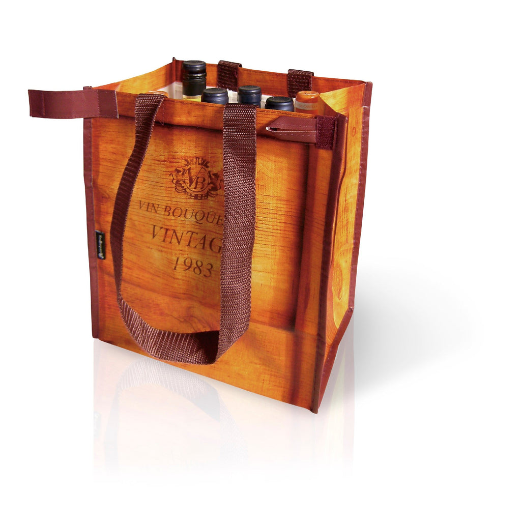 Saco para garrafas com design vintage, embalagem com 6 unidades.