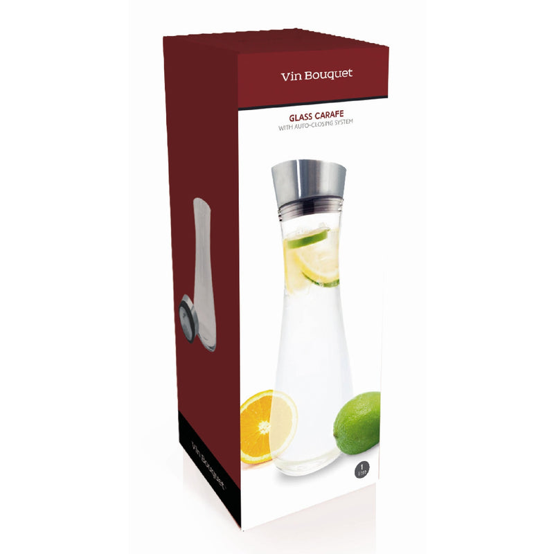 Jarra Cristal 1L con Tapa Acero Antigoteo