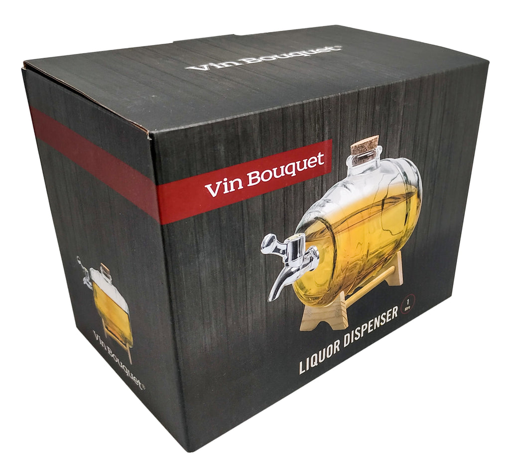 Dispensador de bebidas alcoólicas em forma de barril de vidro – 1 litro