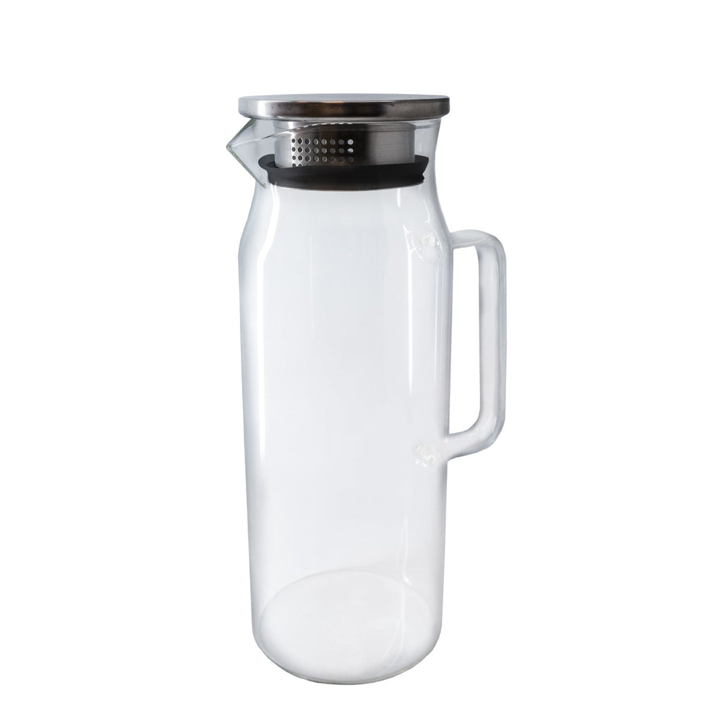 Jarro em vidro de 1,5L com pega e filtro em aço inoxidável.