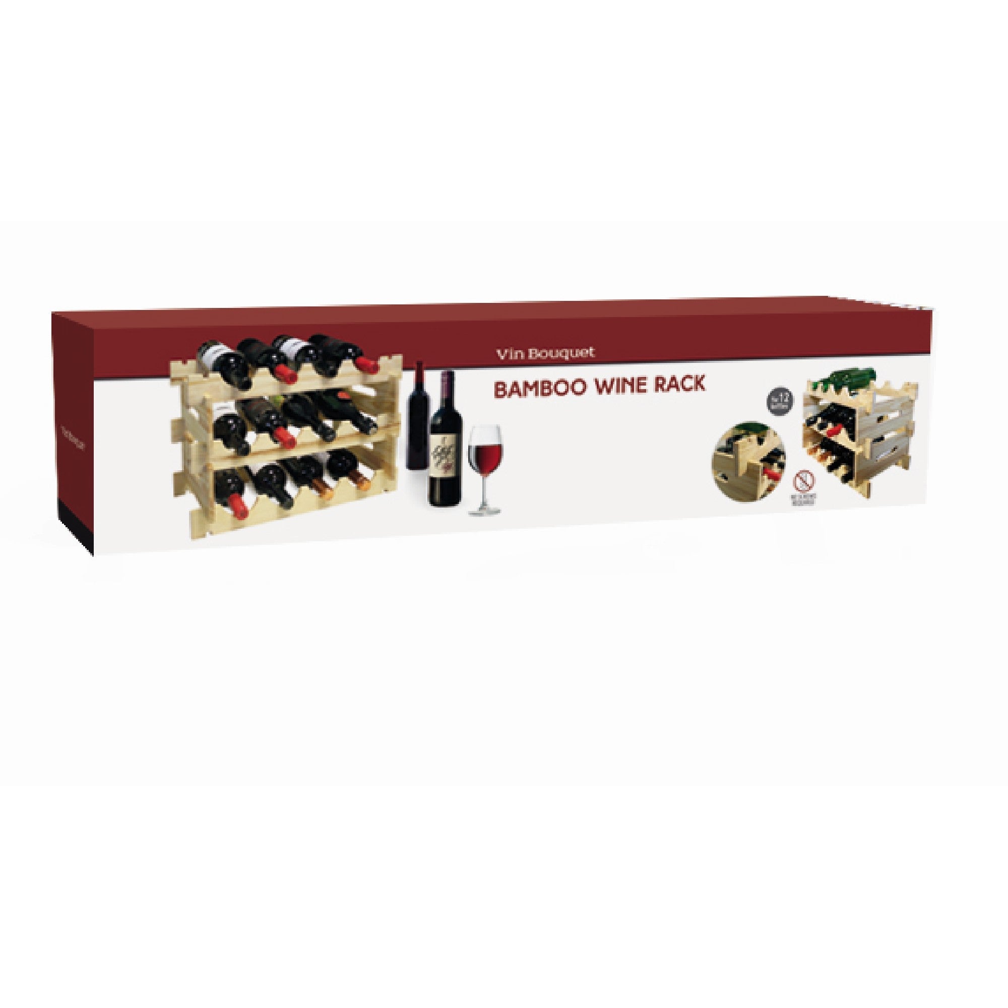 Botellero de madera de pino para 12 botellas apilable