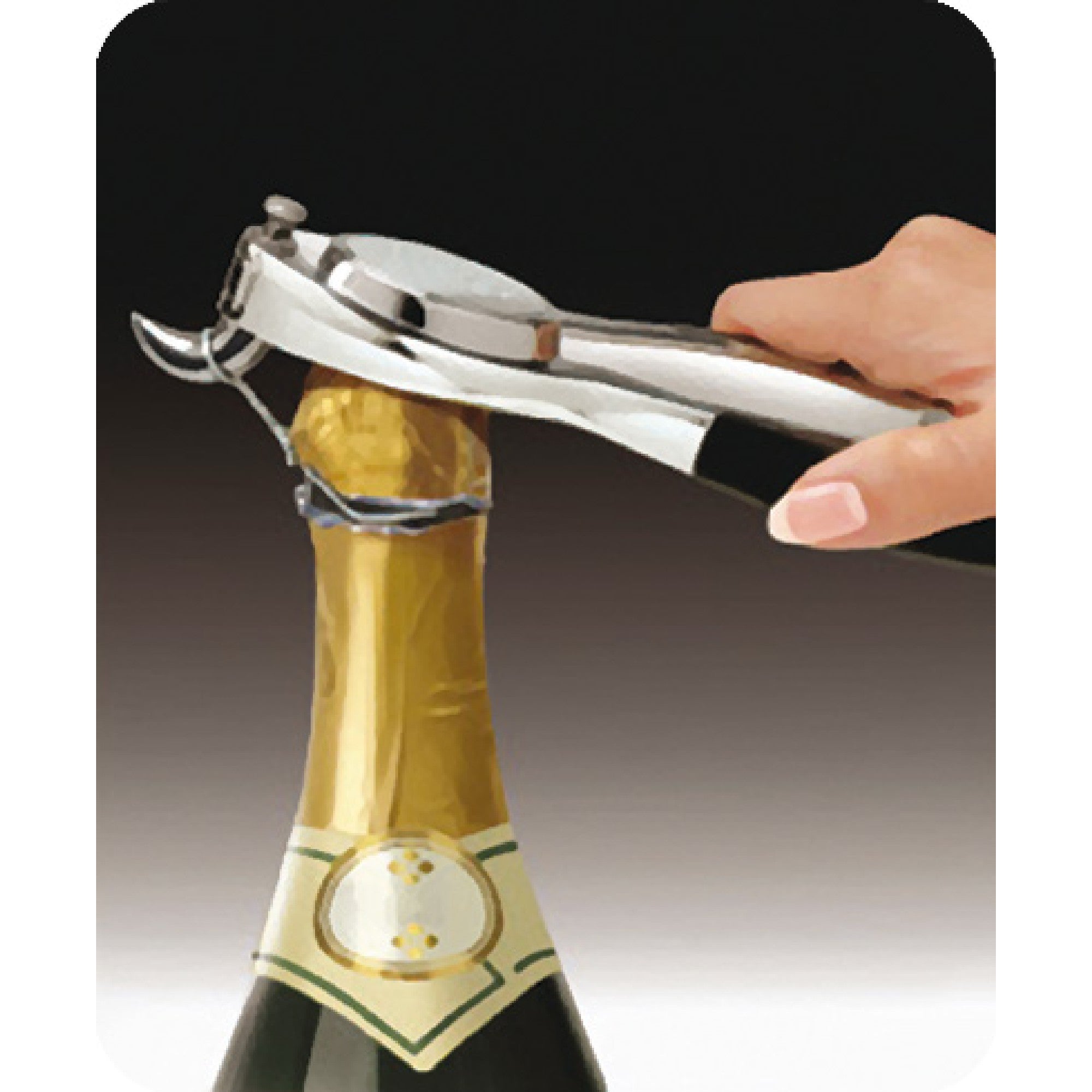 Splash-proof stainless steel cava opener