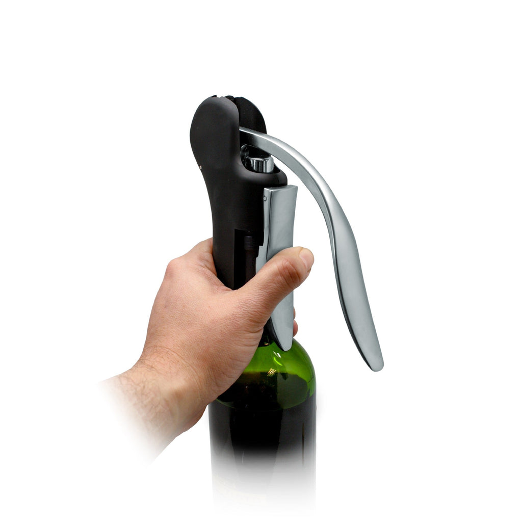 Lever corkscrew with ergonomic handles