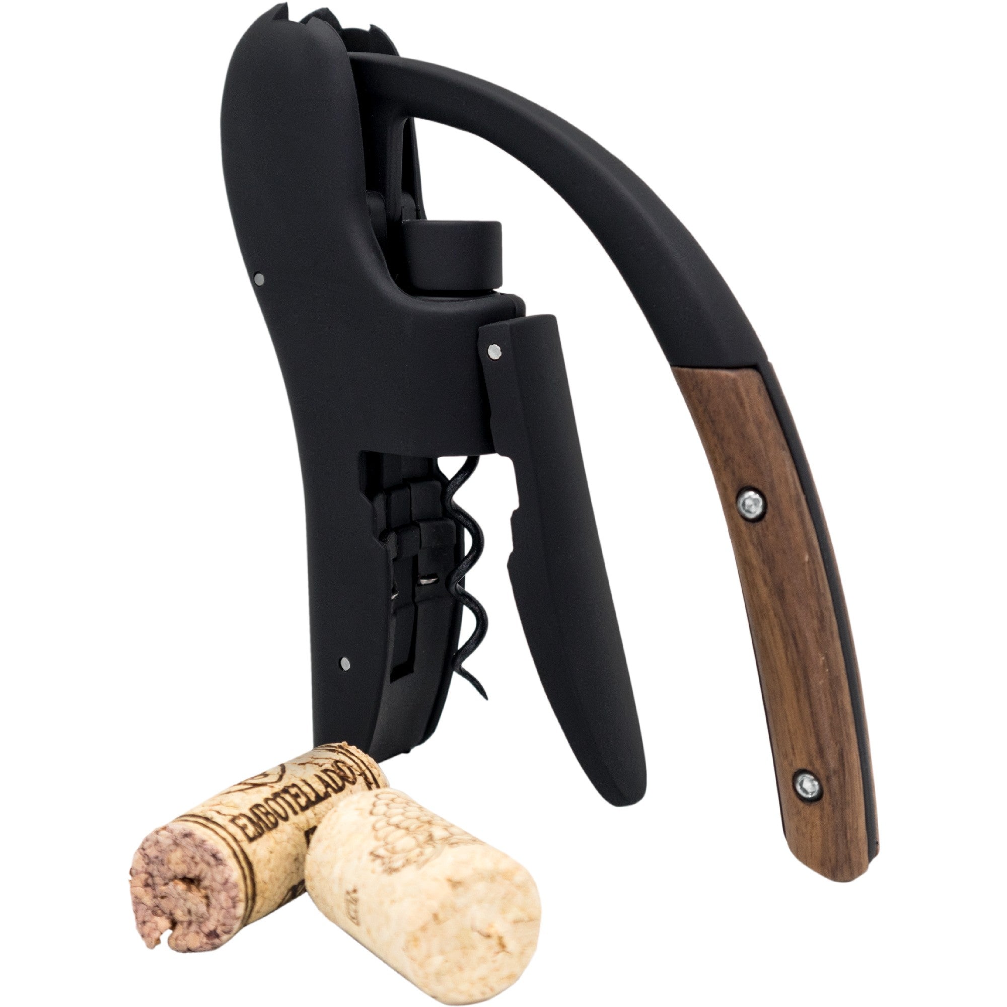 Lever corkscrew with ergonomic handles