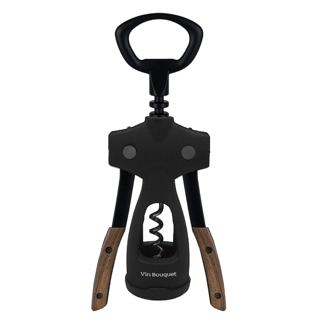 Winged corkscrew with wood handle