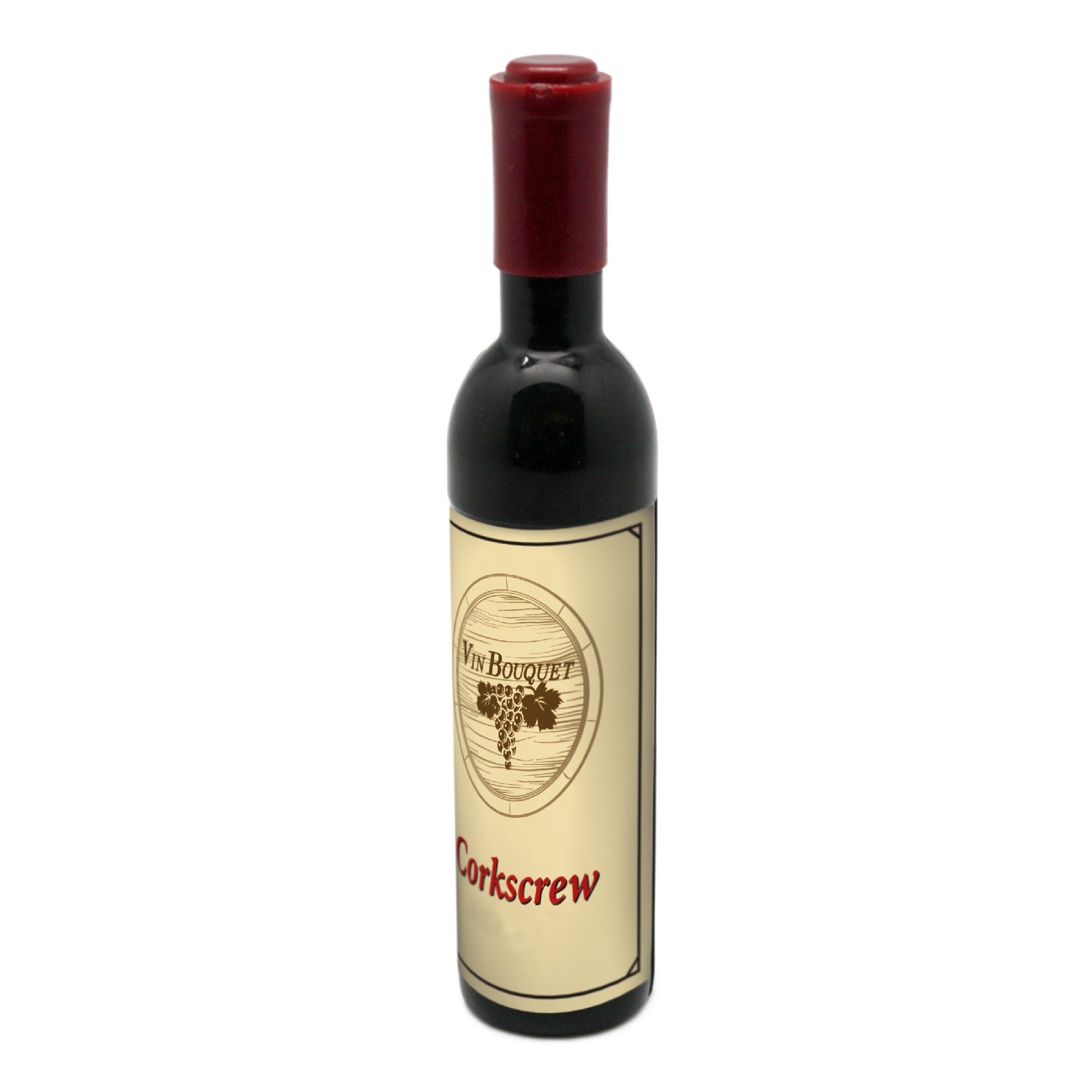 Wine bottle shaped corkscrew with magnet