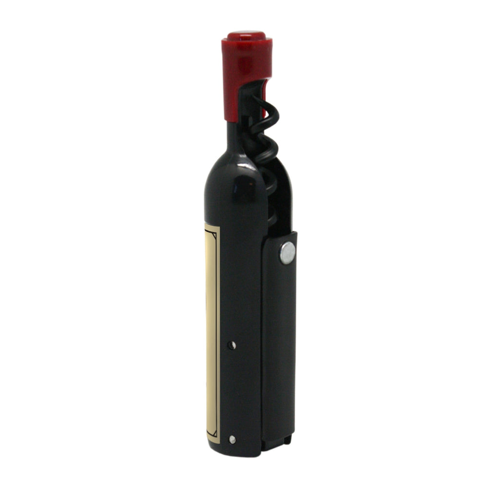 Wine bottle shaped corkscrew with magnet