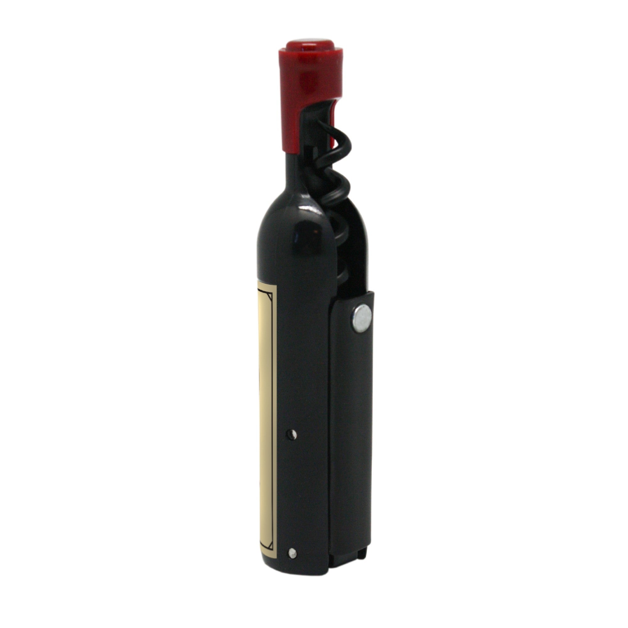 Wine bottle shaped corkscrew with magnet