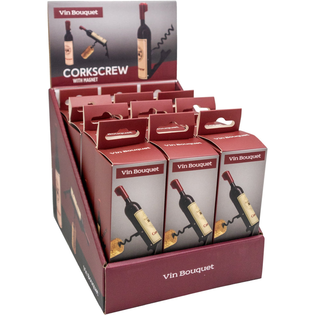 Wine bottle shaped corkscrew with magnet
