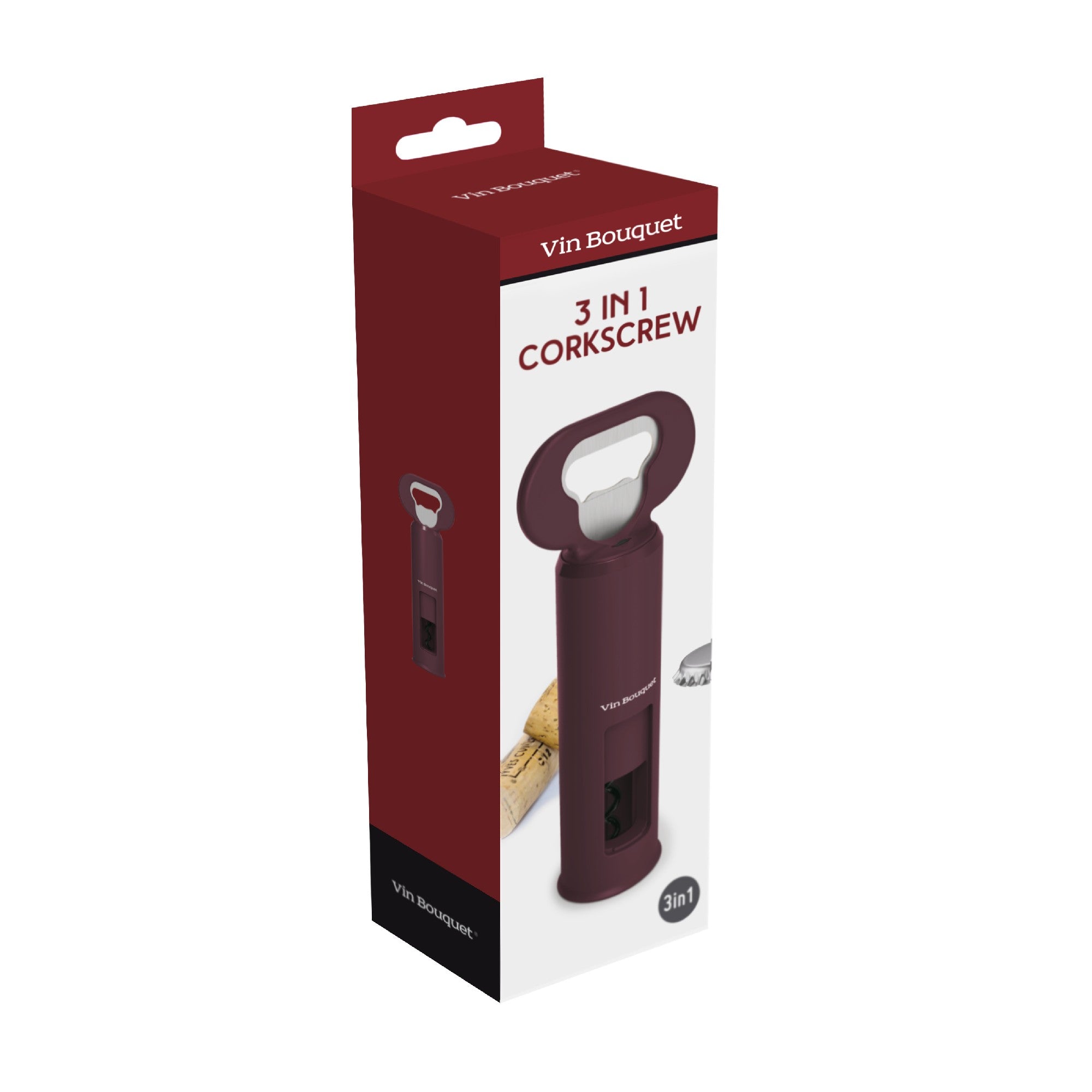 3-in-1 corkscrew and bottle opener