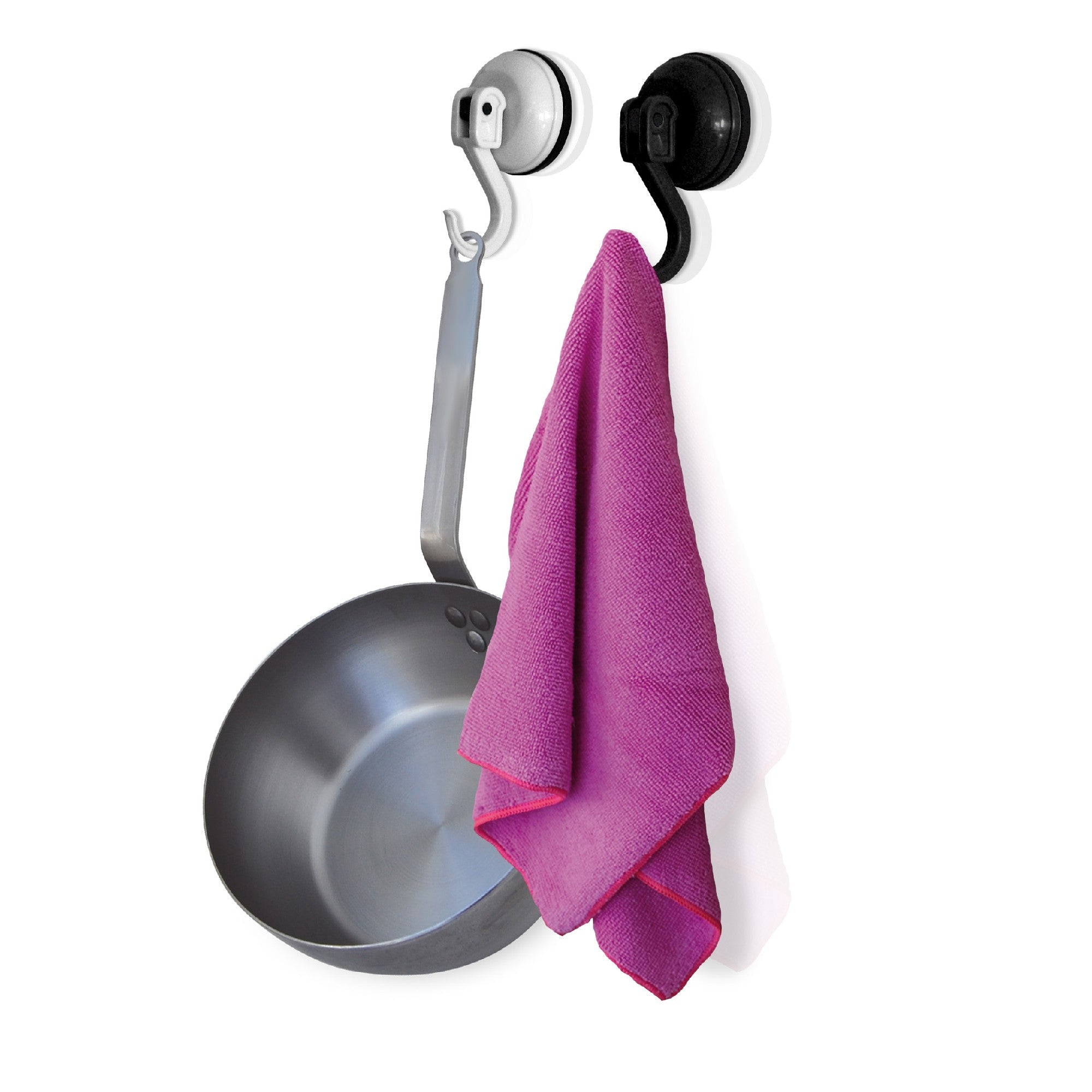 Suction cup kitchen hook with pressure fastening