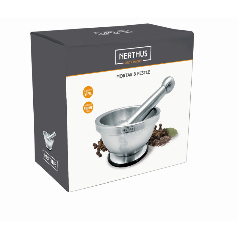 Mortero de acero inoxidable con base antideslizante