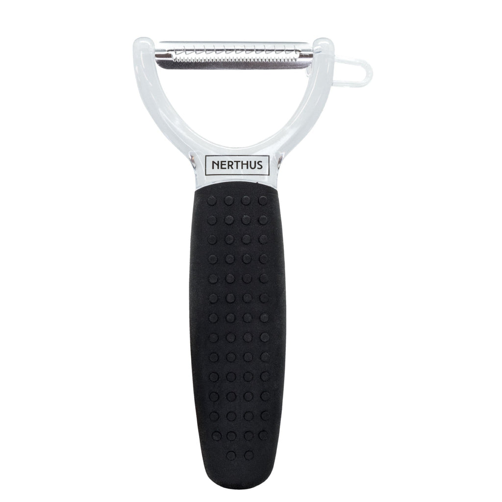 Kitchen peeler with smooth blade and non-slip handle