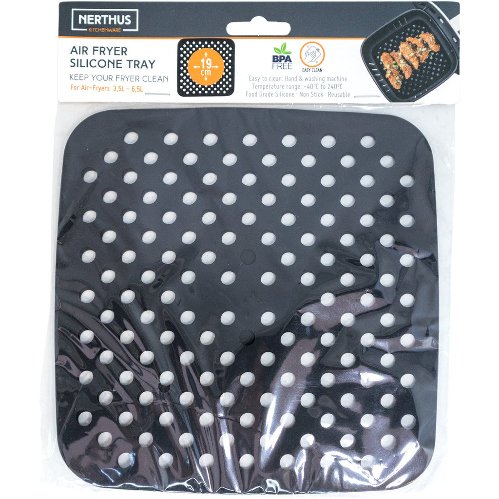 Perforated Silicone Air Fryer Tray – 19x19 cm, Reusable