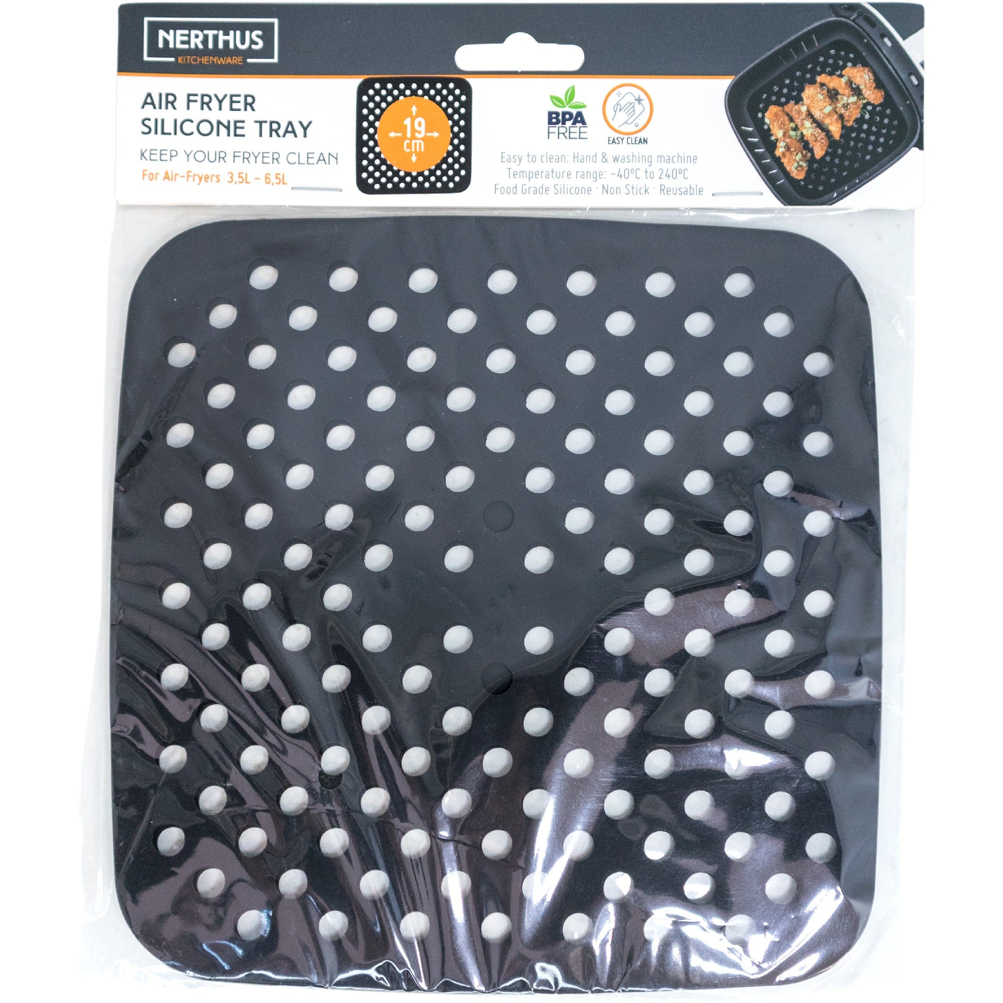 Bandeja de Silicona Perforada para Freidora de Aire – 19x19 cm, Reutilizable
