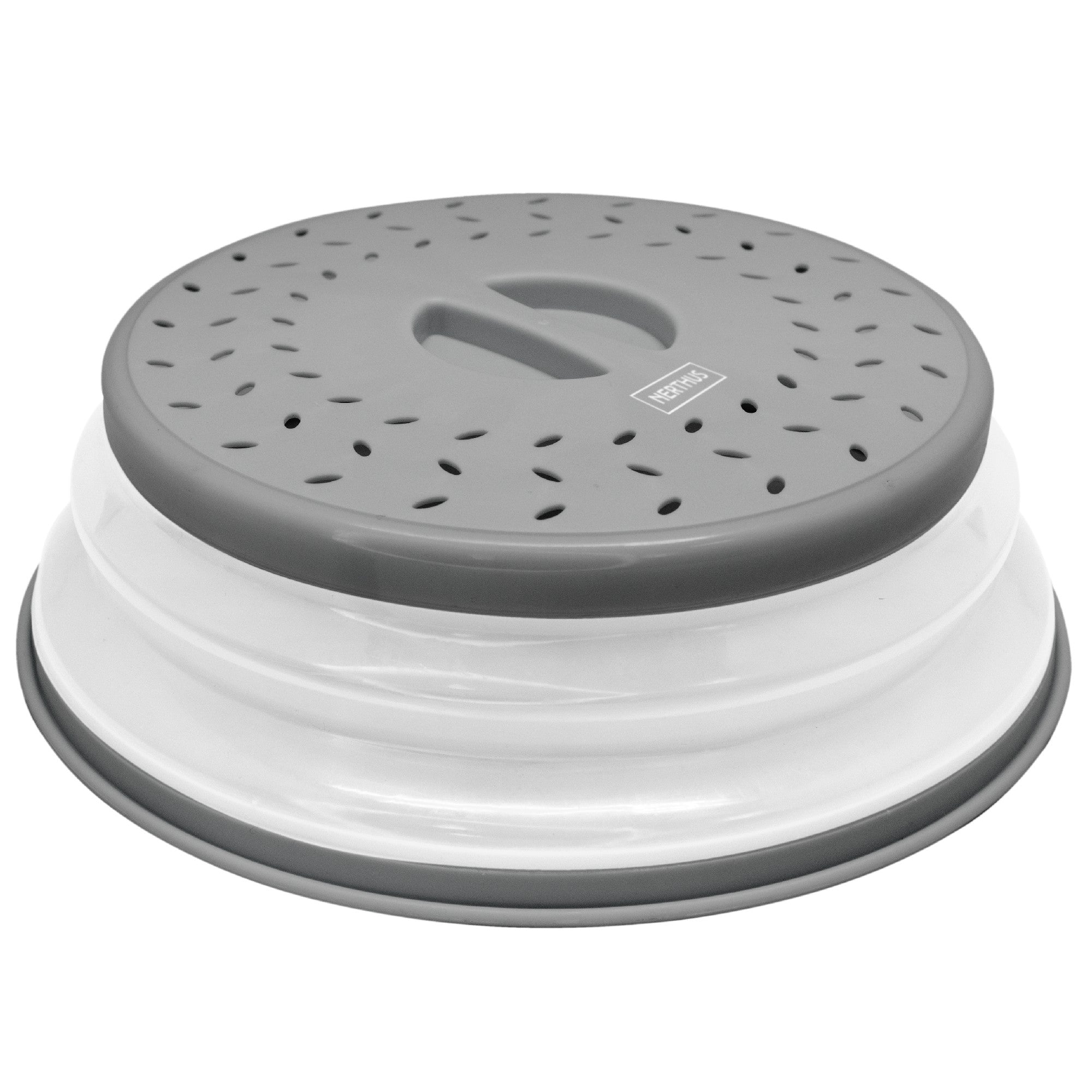 Tapa plegable para microondas con cesta de drenaje
