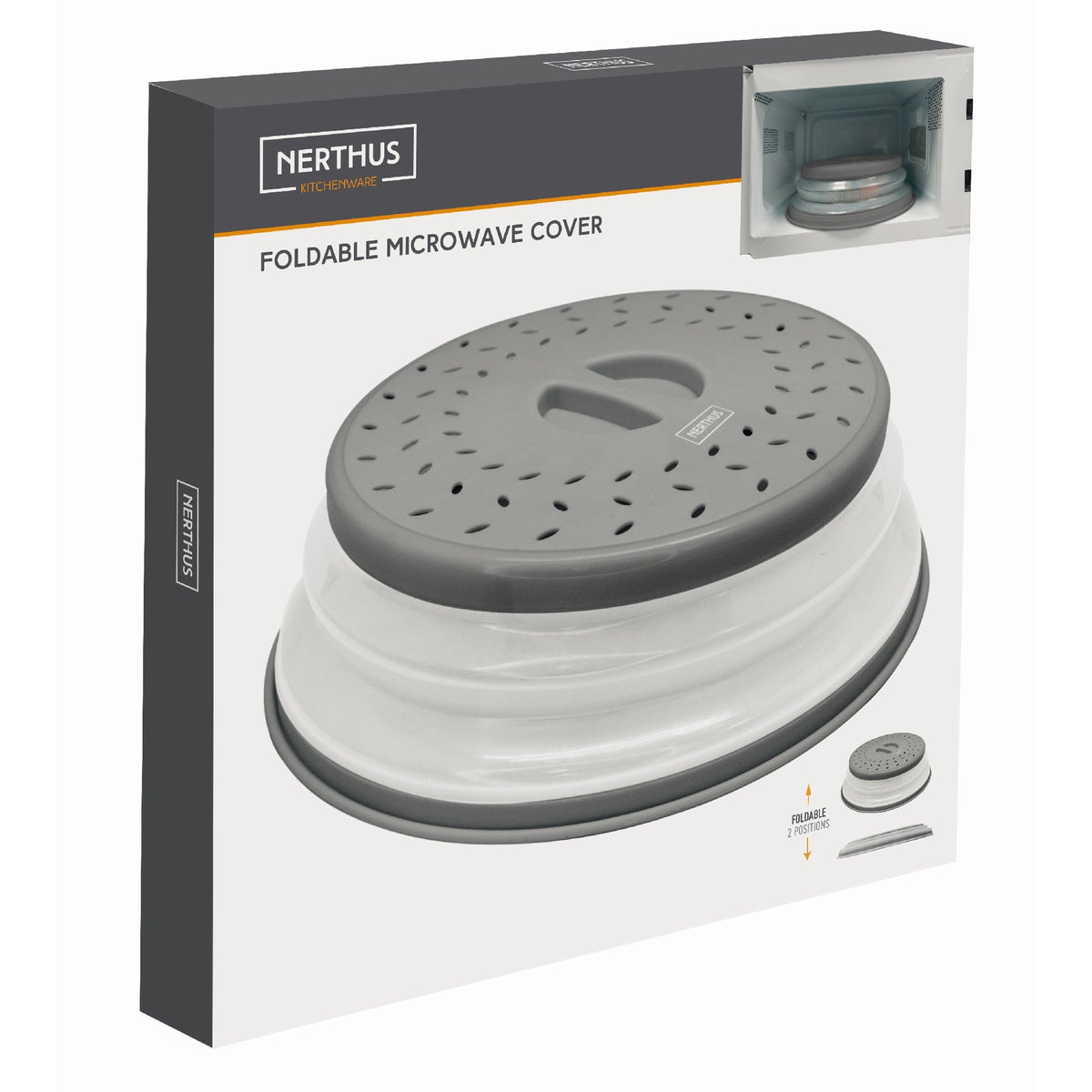 Tapa plegable para microondas con cesta de drenaje