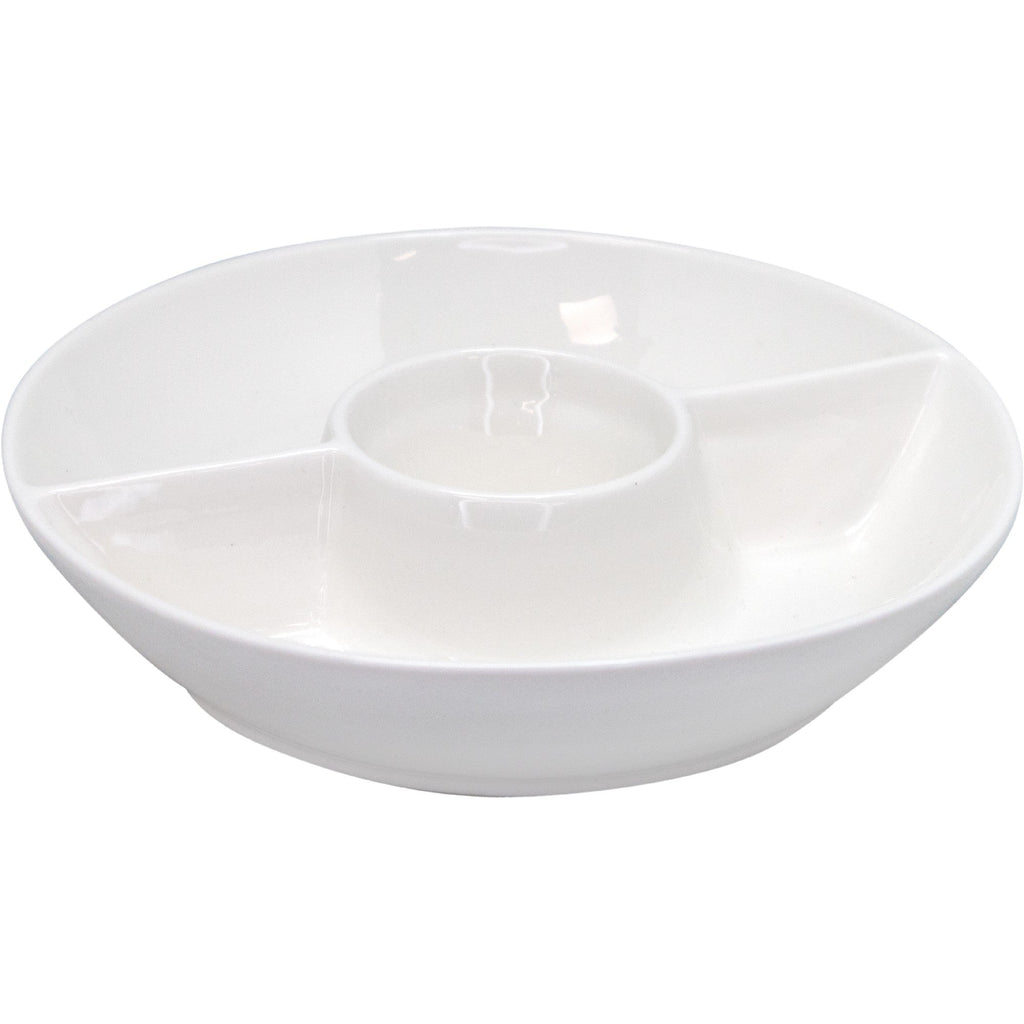 Round Triple Porcelain Snack Plate – Bowl Type