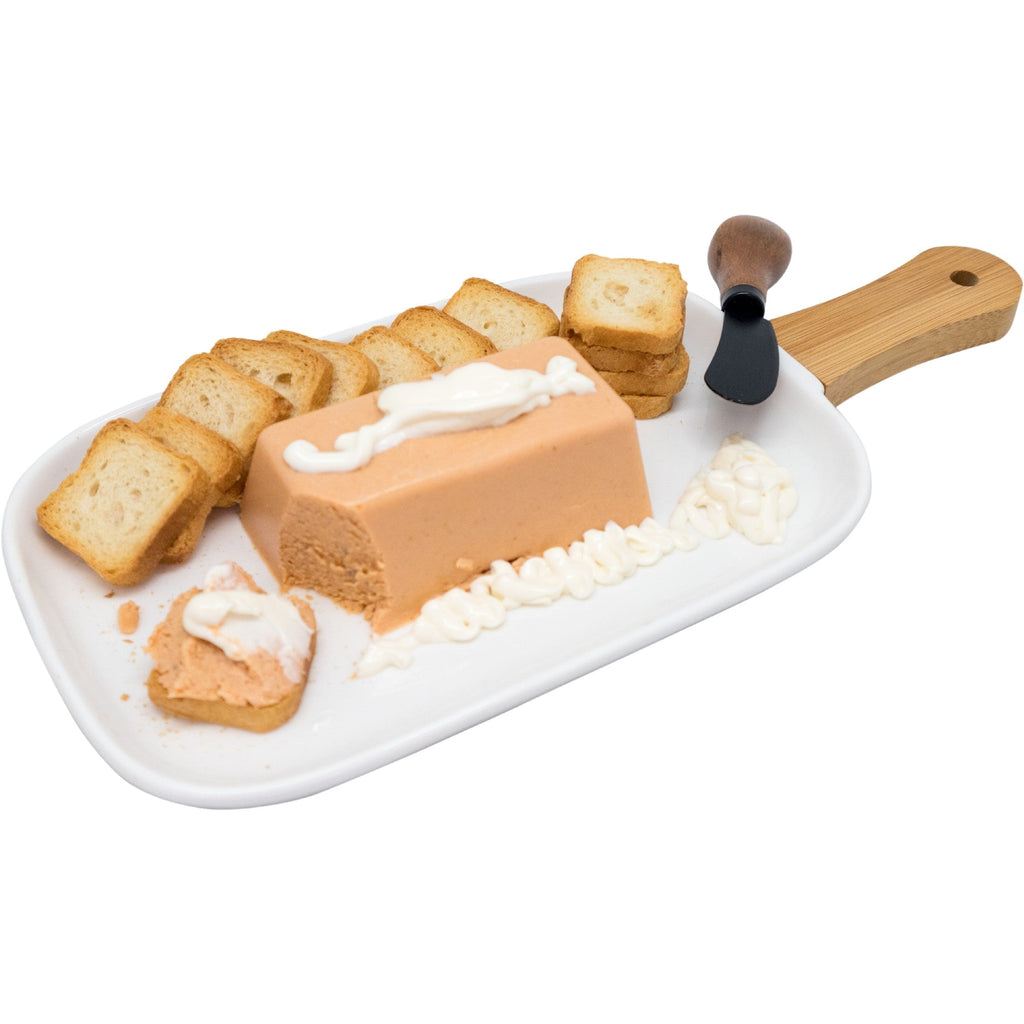 Bandeja de Porcelana para Snacks con Asa de Bambú
