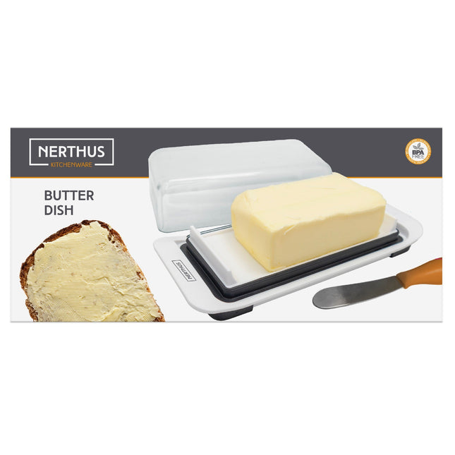 Mantequera con tapa transparente y base antideslizante