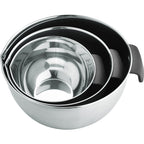 Set de 3 bowls de acero inoxidable con asas y base antideslizante