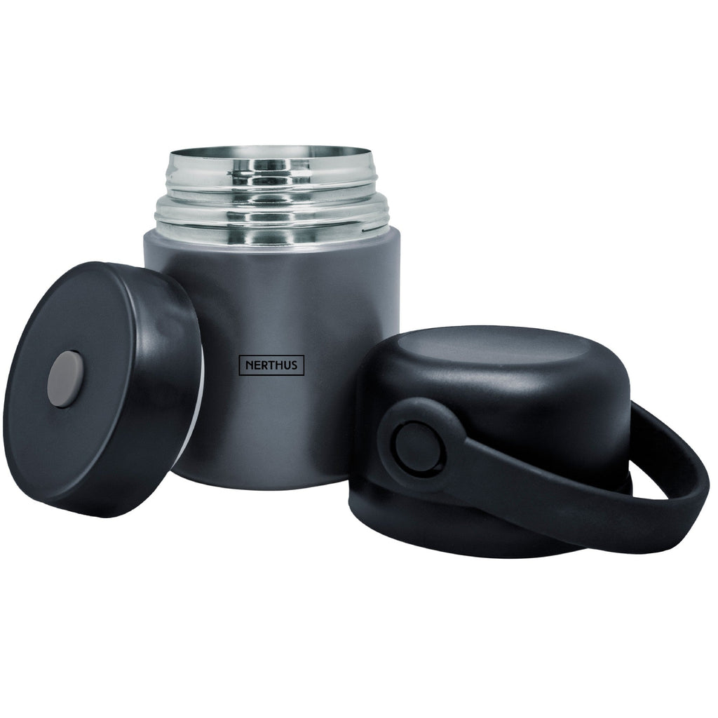 Recipiente térmico para alimentos de 650 ml com tampa, copo e pega.