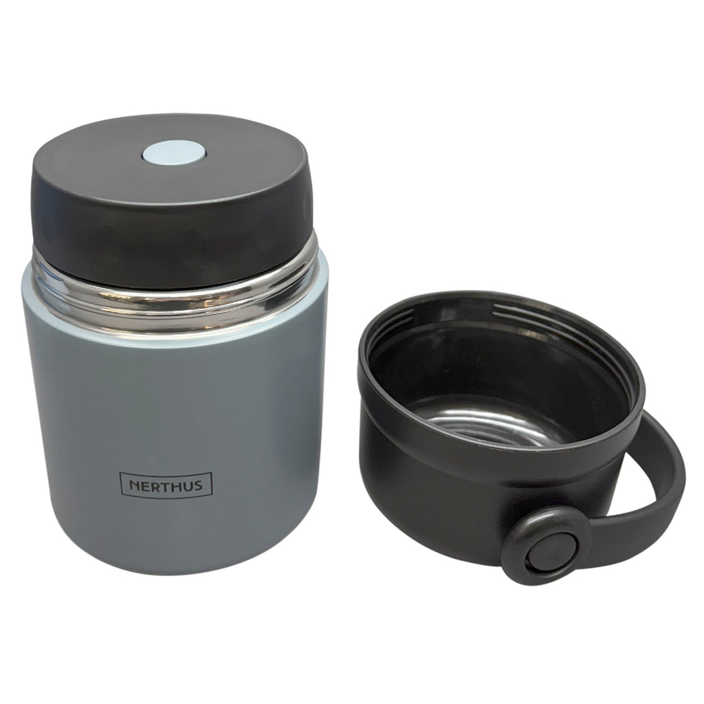 Recipiente térmico para alimentos de 650 ml com tampa, copo e pega.