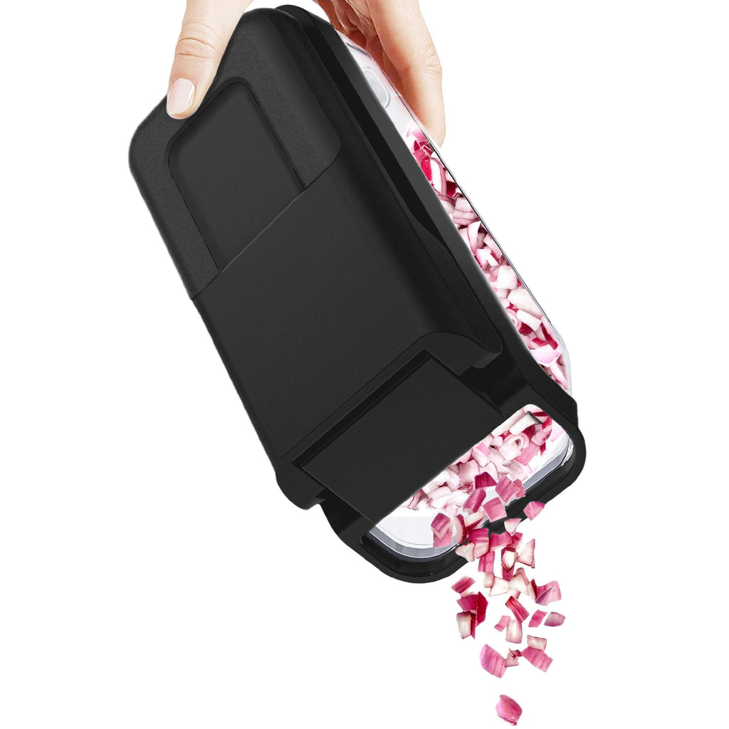 Manual vegetable chopper with interchangeable blades