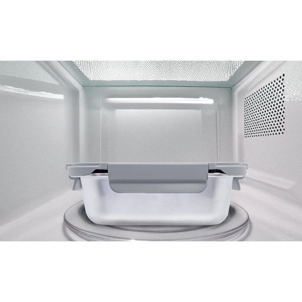 Lancheira em aço inoxidável com tampa de vidro – própria para micro-ondas