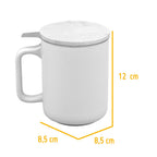 Ceramic Teacup with Stainless Steel Infuser Filter and Bamboo Lid
