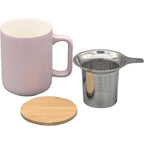 Ceramic Teacup with Stainless Steel Infuser Filter and Bamboo Lid