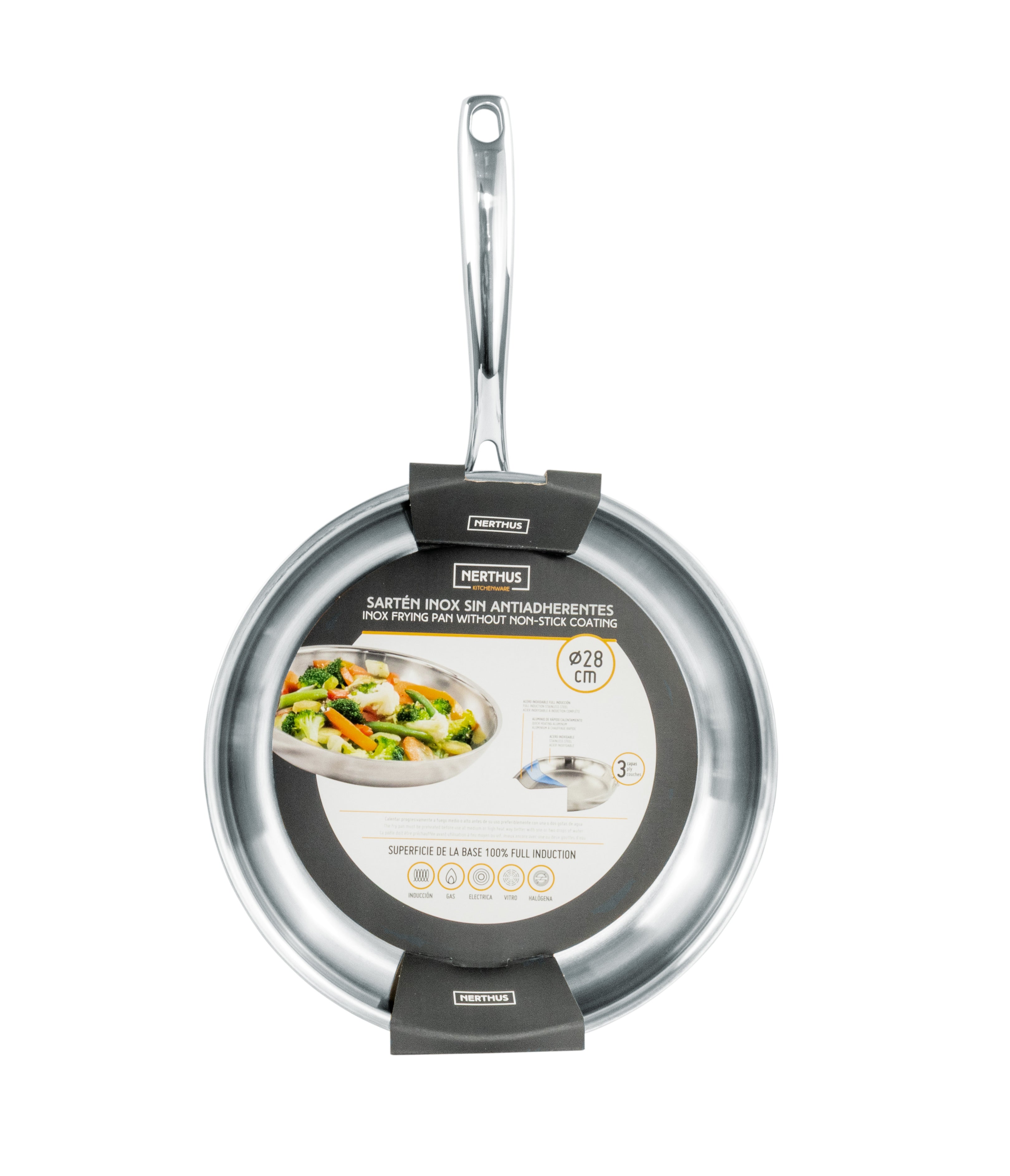 Sartén de Acero Inoxidable 3 Capas – Base Full Induction