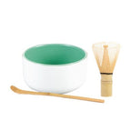 Matcha Tea Set 3 Pieces – Ceramic Bowl, 72-Prong Bamboo Whisk and Scoop