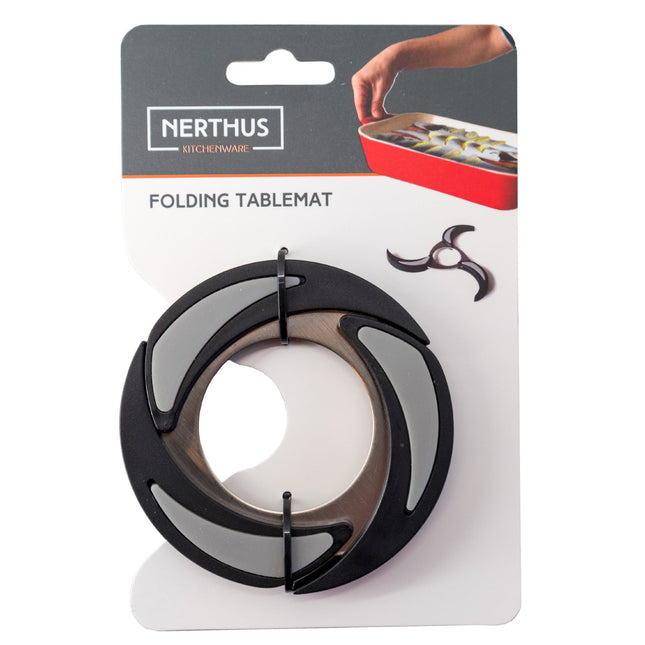 Salvamanteles plegable de acero inoxidable y silicona