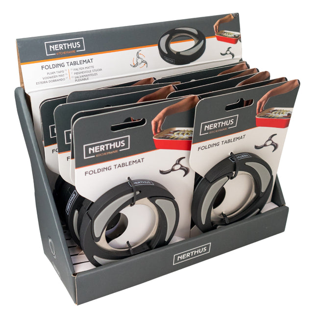 Salvamanteles plegable de acero inoxidable y silicona