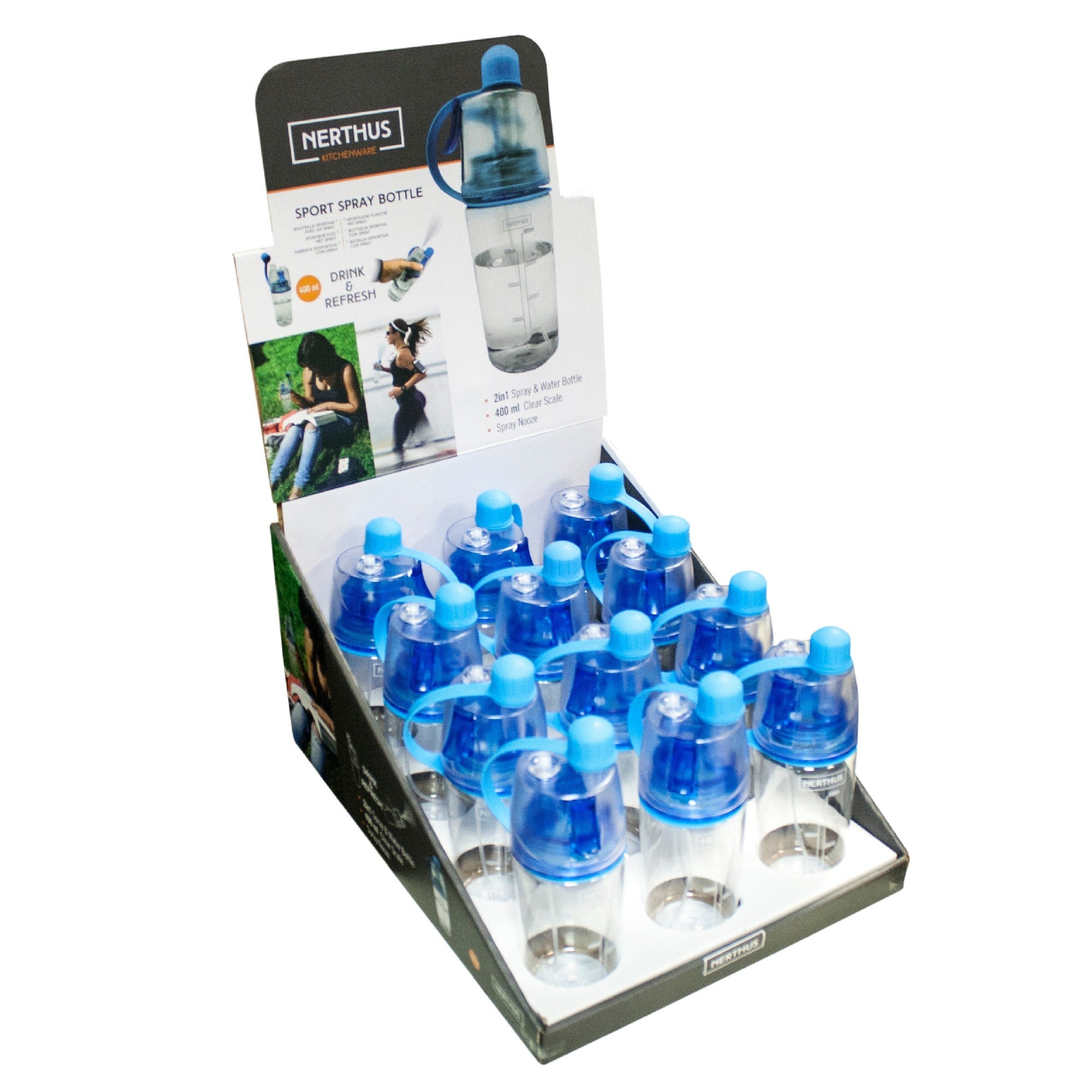Garrafa desportiva com spray