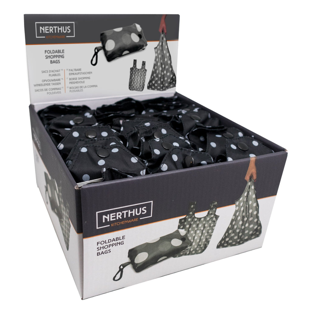 Saco de compras dobrável com estampado de bolinhas