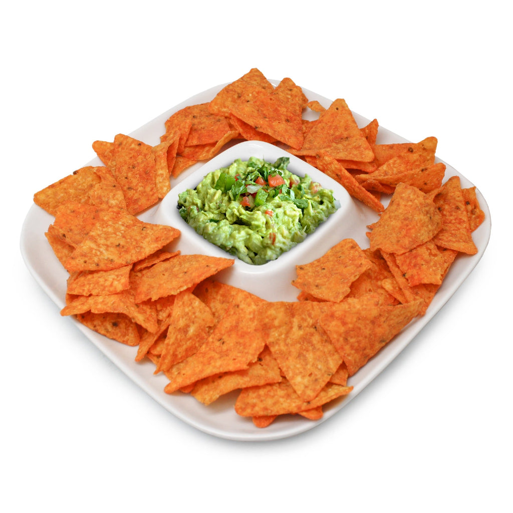 Plato Cuadrado para Snacks de Porcelana con Centro para Salsa