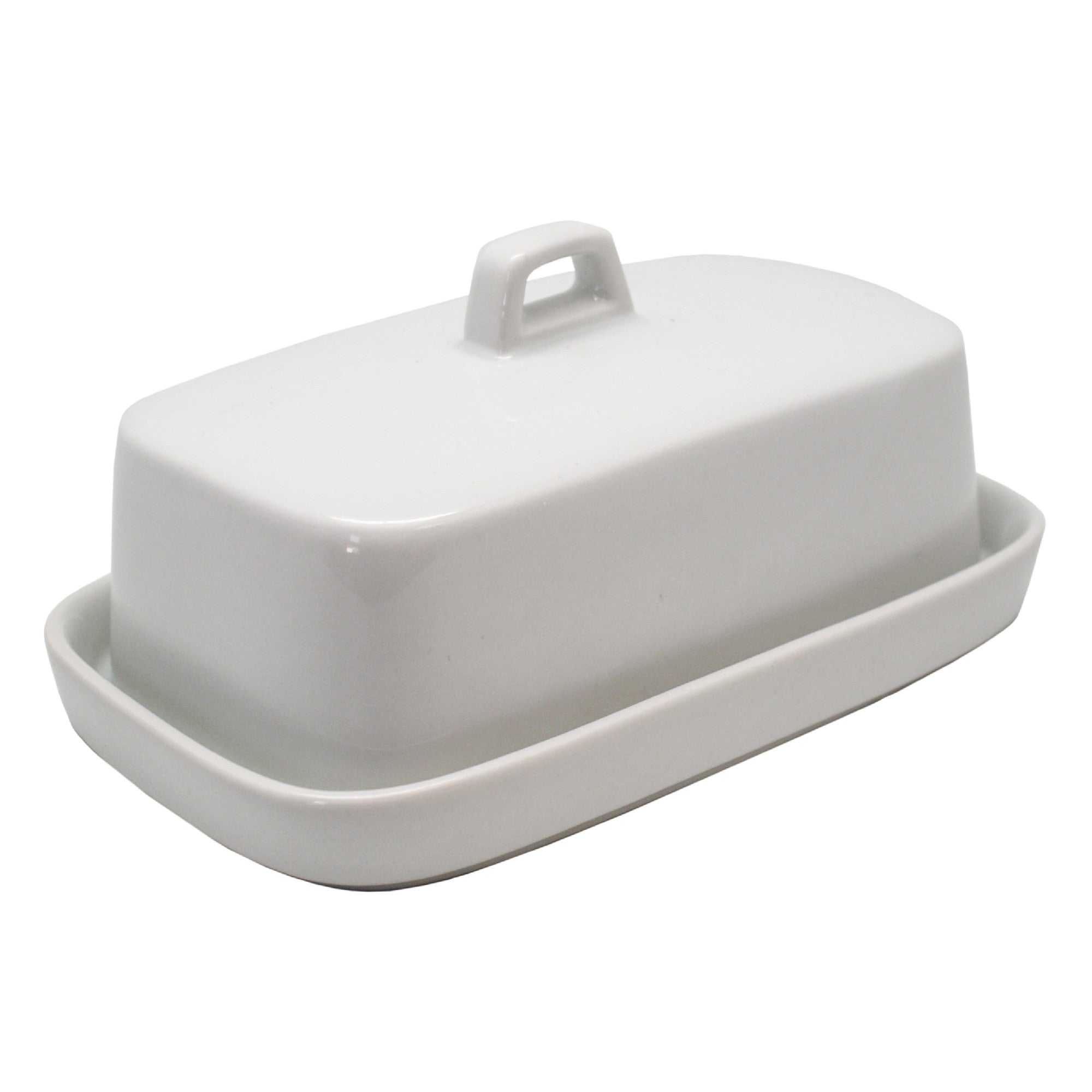 White porcelain butter dish with lid