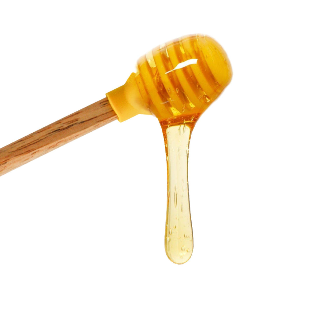 Colher de silicone para mel com cabo de madeira