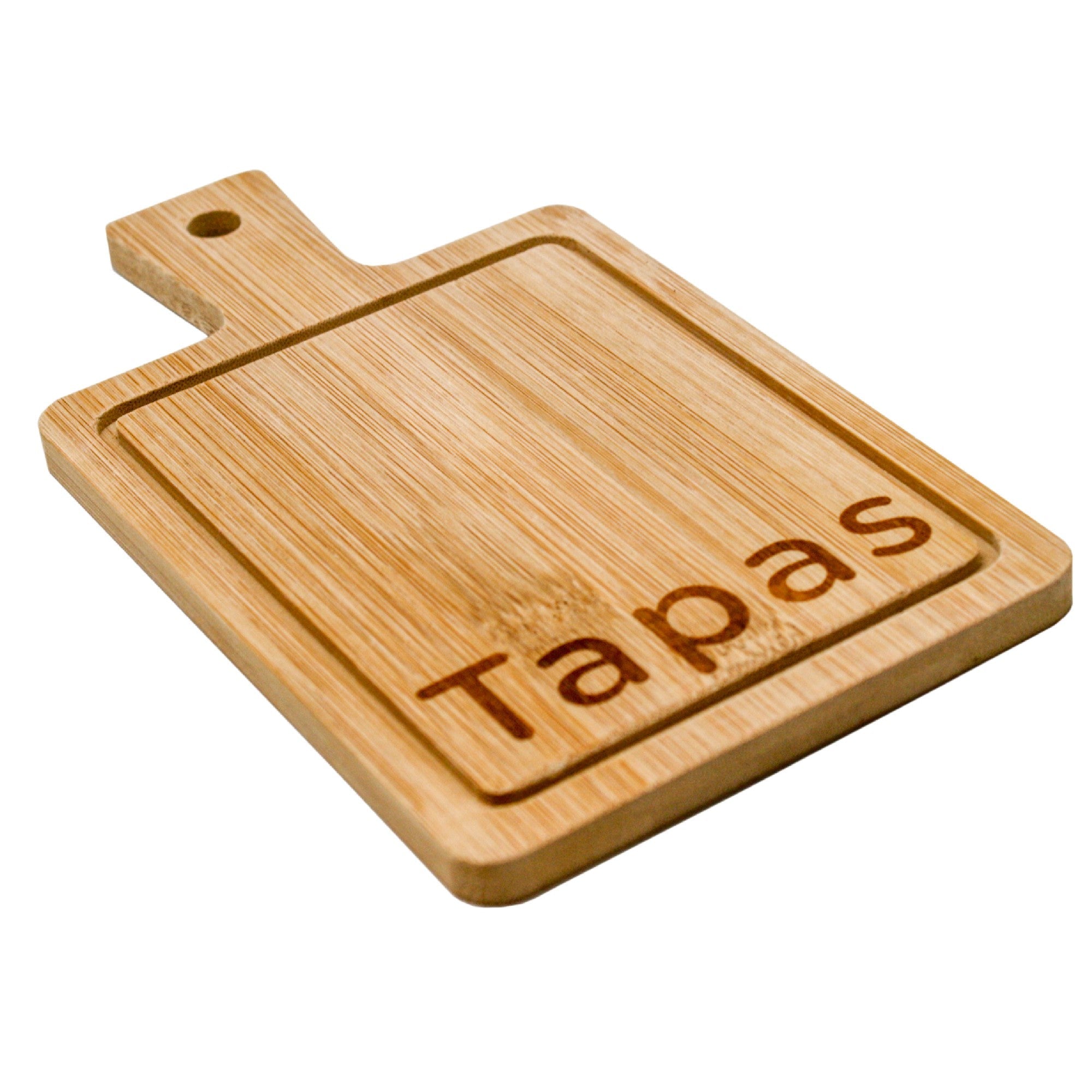 Tabla de bambú con mango para servir tapas