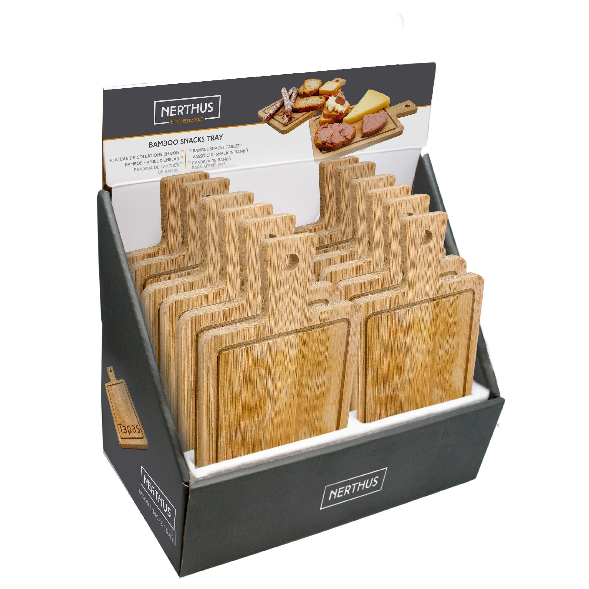 Tabla de bambú con mango para servir tapas