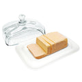 Manteigueira de porcelana com tampa de vidro transparente
