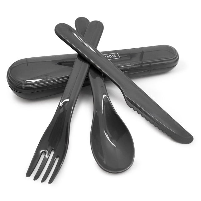 Set de Cubiertos de Oficina con Estuche Gris