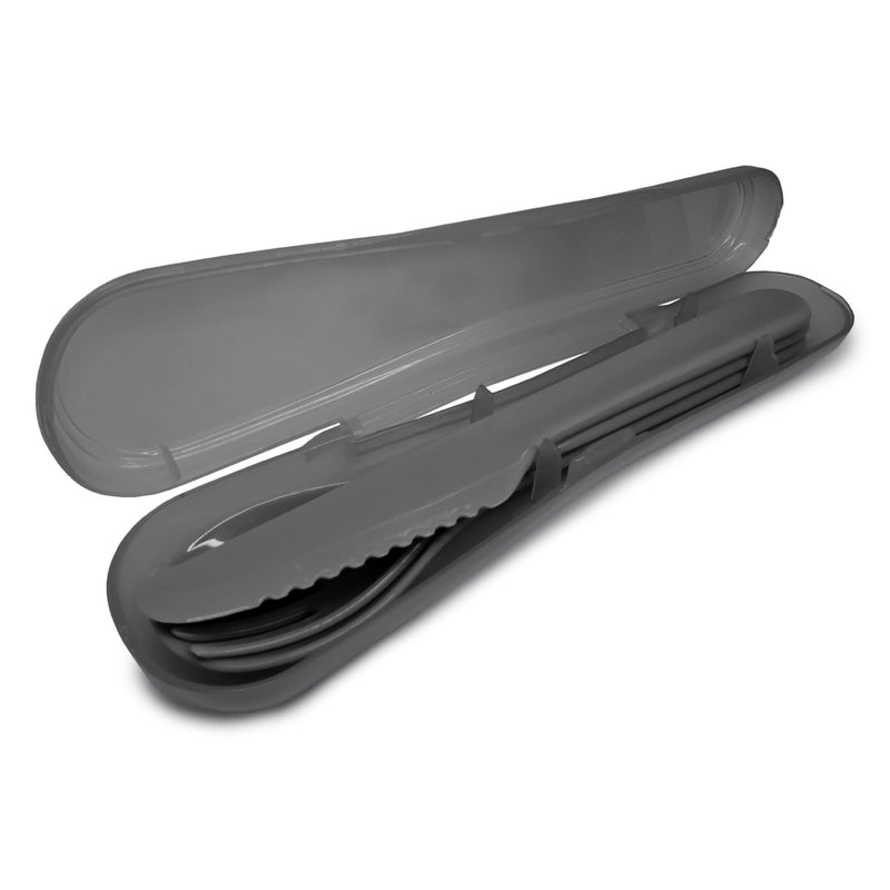 Set de Cubiertos de Oficina con Estuche Gris