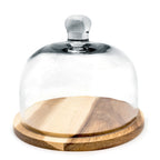 Cheese dome with wooden base and glass cover