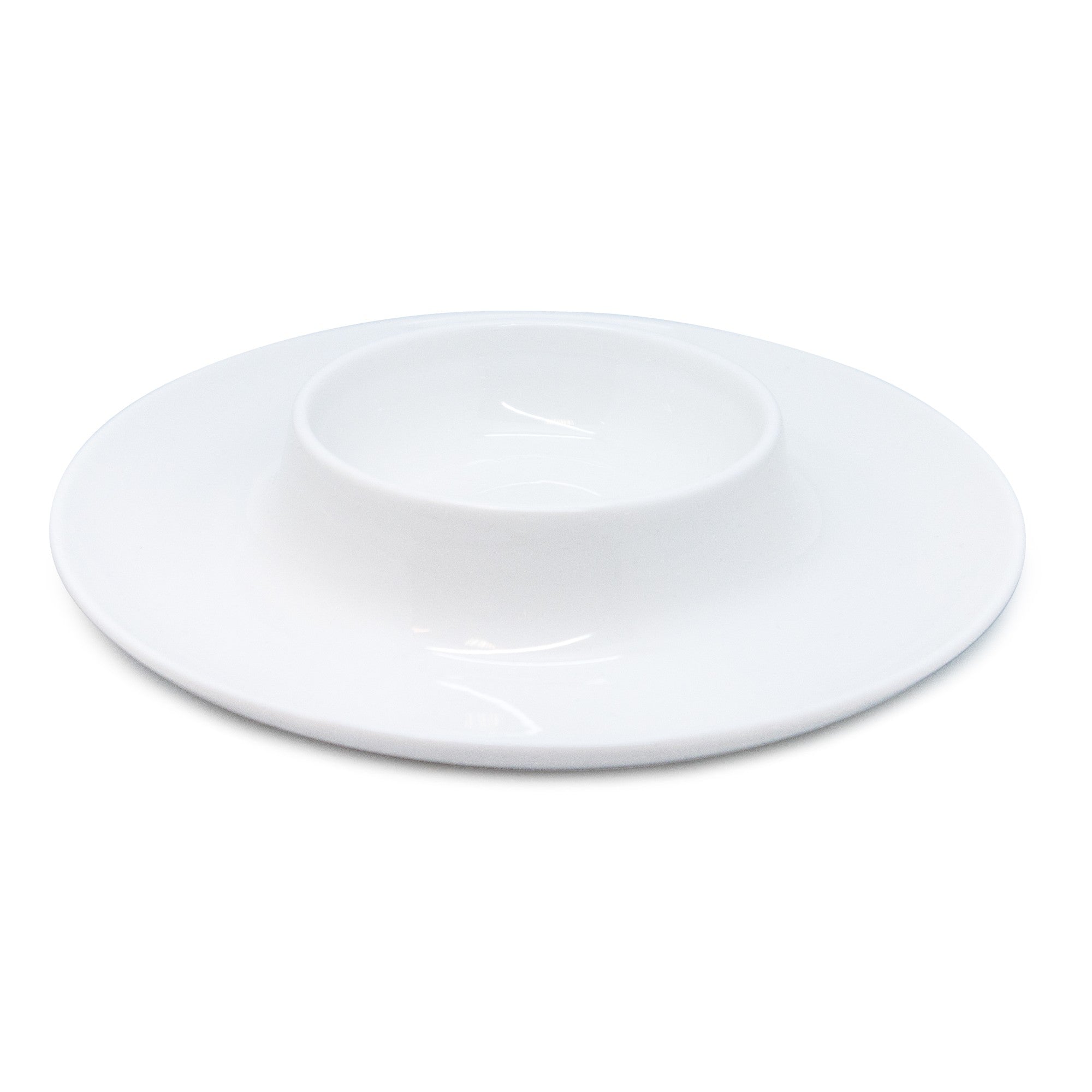 Plato Redondo para Snacks de Porcelana con Centro para Salsa