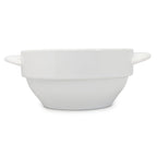 Tigela de sopa em porcelana com pegas
